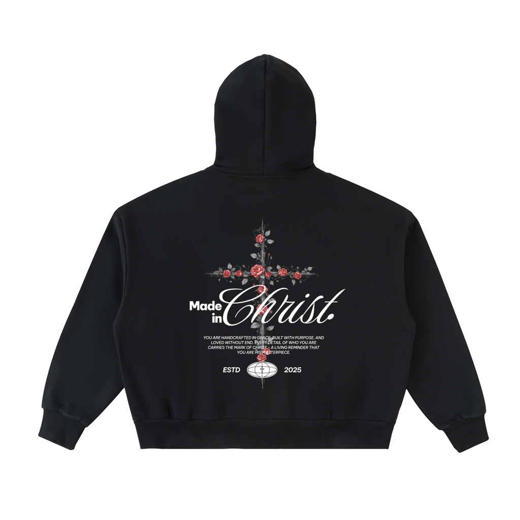 Fleeced Full-Zip Boxy Hoodie