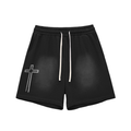Sun Fade Raw Edge Cotton Shorts