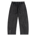 Snow Wash Drawstring Cotton Pants